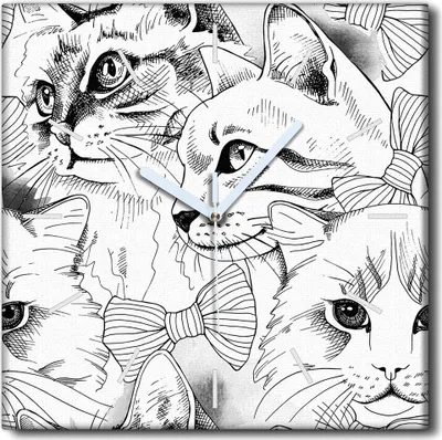 Produktbild von Coloray Uhr auf Leinwand 30x30 cm Wand Uhr Dekoration Wohnzimmer Segeltuch weiße Zeiger -Katzen-Tiere