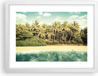 Produktbild von Gerahmtes Poster - Weißer Rahmen - Natur Strand Palmen - 40x30 cm - Wand Bild - Wanddeko - Wandbilder - Kunstposter - Wandposter - Bilderrahmen - Bilder - Kunstdruck - Wanddekoration - P2WAA40x30-4915