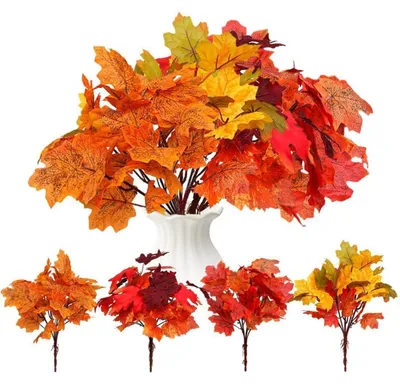 Produktbild von Künstliche Herbststräuße Ahornblatt 4er Set 35cm Herbstdeko Halloween Thanksgiving