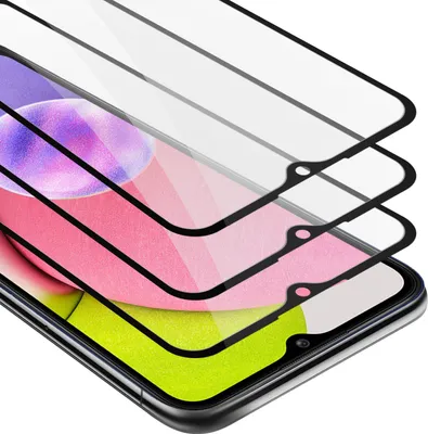 Immagine prodotto di Cadorabo 3x pellicola blindata a schermo intero per Samsung Galaxy A03s pellicola protettiva in vetro temperato nero di protezione del display