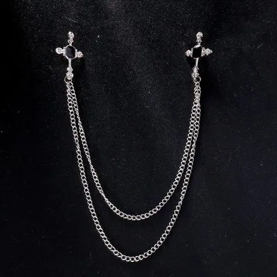 Productafbeelding van Vintage kruisbedels met glinsterende steentjes, geschikt voor vesten, overhemden en reversknopen; sieraden met kettinglussen, zowel voor mannen als vrouwen