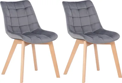 Produktbild von 2er Set Esszimmerstühle HLO-CP17 Samt  grau
