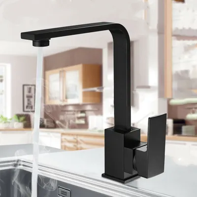 Immagine prodotto di Nero rubinetti lavello cucina miscelatore singola leva in lega di zinco girevole beccuccio rubinetto