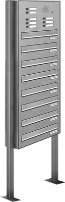 Produktbild von 8er V2A Edelstahl Briefkastenanlage Standsystem Freistehend Durchwurf - Klingel