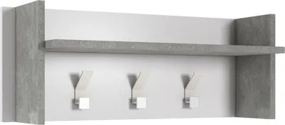 Immagine prodotto di Mobili da ingresso Narciso, appendiabiti con 3 ganci, mensola per riporre gli oggetti nel corridoio, 100% Italia, 90x29h34 cm, bianco e cemento