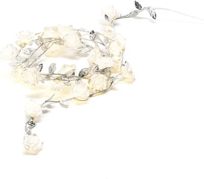 Produktbild von Konstsmide LED Lichterkette mit silbernen Metalldekoblätter für Innen , batteriebetrieben