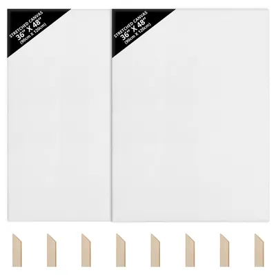 Produktbild von Kurtzy 2er Pack Canvas Leinwand zum Bemalen -2er Set Leinwände zum Bemalen - 90 x 120 cm - 2x XXL Leinwand Groß mit Keilrahmen Leinwand Rahmen -