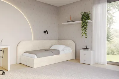 Produktbild von ALTDECOR Jugendbett mit Bettkasten JAXY - 80x200 - Beige - Monolith 04 - Links angeordnet - Einzelbett mit Stauraum - Polsterbett Kinderbett