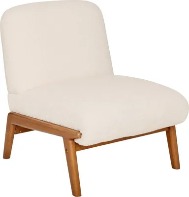 Produktbild von Niedriger Sessel aus Bouclé-Stoff mit Holzgestell