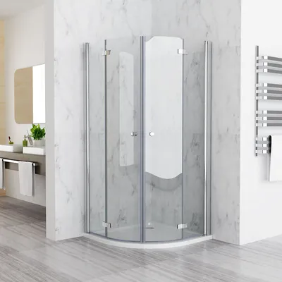 Produktbild von MIQU Duschkabine Runddusche 80x80x197 cm  Duschabtrennung Falttür 180° Duschtür Echtglas Viertelkreis NANO Glas