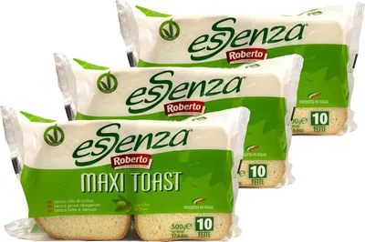 Produktbild von Roberto - 3er Pack Original italienisches Maxi Toast Essenza mit Olivenöl - Sandwich Toast Brot ideal für die mediterrane Küche - Sandwichtoast in 500 g Packung