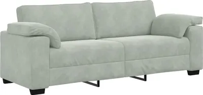 Produktbild von vidaXL 3-Sitzer-Sofa Hellgrau 220x77x82 cm Samt