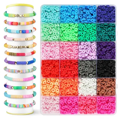 Kleikugeln-Set, 4500 bunte Heishi-Perlen, 24 Farben, DIY-Armband