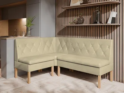 Produktbild von JKG Meble Eckbank fur Essizmmer - Eckbank Küche mit Aufbewahrungsbehälter - Sitzecke Küche - Velours - Essecke - Küchensofa - Beige - 140x200 cm