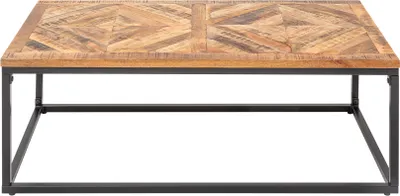 Produktbild von Eleganter Couchtisch INFINITY HOME 100cm natural Mangoholz Fischgrätmuster Wohnzimmertisch Sofatisch Beistelltisch