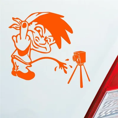 Produktbild von Auto Aufkleber Männeken Piss  Tuning Radar 10x10 cm Orange Sticker Heckscheibenaufkleber