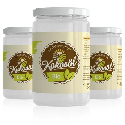 Produktbild von LaFiNa Kokosöl 830g Vorratspack | 3x830g Kombipaket | Nativ kaltgepresst 48% Laurinsäure | Rohkostqualität vegan | XXL Kokosfett Großgebinde