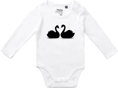 Produktbild von Huuraa Baby Body Schwan Pärchen 80 White  Baumwolle Fairtrade Langarmbody Geschenkidee