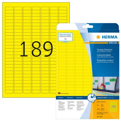 Image de HERMA Étiquettes universelles SPECIAL 25,4 x 10 mm jaune 3 780 étiquettes