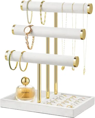 Produktbild von Schmuck mit 3 Ebenen, Weiß Schmuckständer Armbänder, Weiß