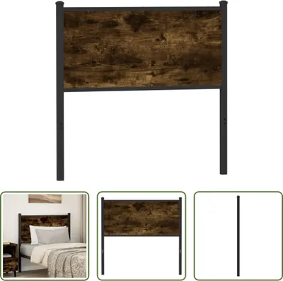 Produktbild von The Living Store Kopfteil Räuchereiche 90 cm Holzwerkstoff und Stahl