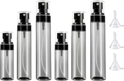 Produktbild von Minisprühflaschen Set, 6 Stück, 30 ml, 60 ml, 80 ml, schwarz, für Reisen