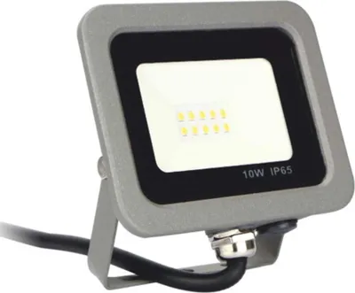 Imagen del producto de Faro LED plateado, marca Elektronikschmiede, grado de protección IP65, 10W, temperatura de color 5700K (luz fría), 800 lúmenes, color gris