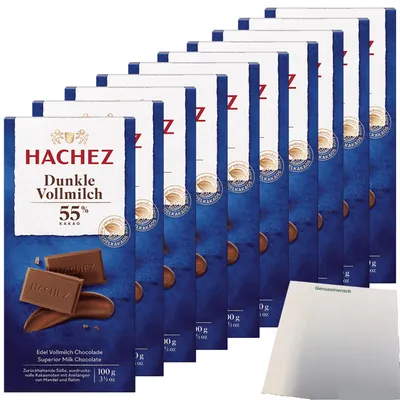 Produktbild von Hachez Dunkle Vollmilch Schokolade 55% VPE (10x100g Tafel) + usy Block