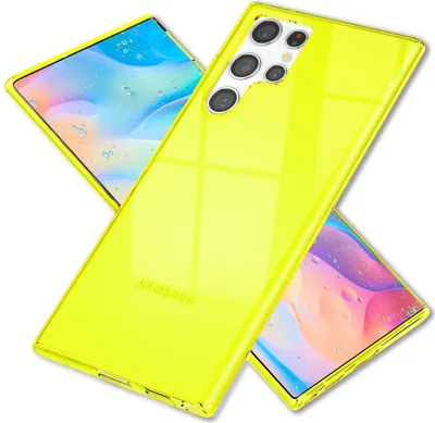 Produktbild von NALIA Klare Neon Handyhülle für Samsung Galaxy S22 Ultra, Durchsichtig Bunt Leuchtend, Dünne Schutzhülle Cover Gelb