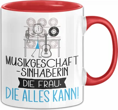 Produktbild von Musikgeschäftsinhaberin Geschenk Tasse Becher Die Frau Die Allen Kann Geschenkidee für eine Musikgeschäftsinhaberin Lustig (Rot)