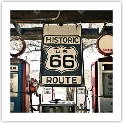 Produktbild von Poster - Poster ohne Rahmen - Straße alt 66 USA - 50x50 cm - Wand Bild - Wanddeko - Wandbilder - Kunstposter - Wandposter - Bilder - Kunstdruck - Wanddekoration - Wandbild - P2XAC50x50-3573