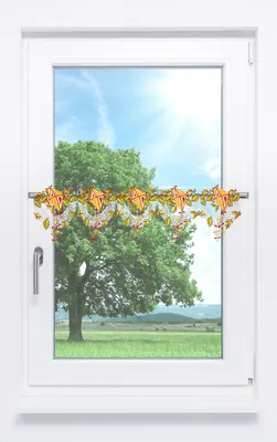 Produktbild von Scheibengardine Plauener Spitze - Herbstdrachen  (Bx H) 80cm * 19cm orange/Multicolor