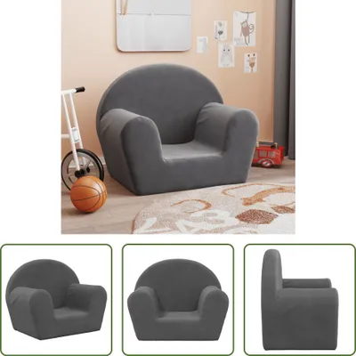 Produktbild von The Living Store Kindersofa Anthrazit Weich Plüsch