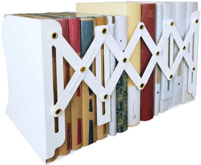Produktbild von Verstellbare Metall-Bücherstütze – Robuster Anti-Rutsch Bücherhalter Weiß