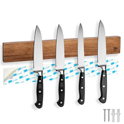 Produktbild von ECENCE Magnetleiste Messer aus Akazienholz 40cm Messerhalter Wandmontage oder selbstklebend, Messer