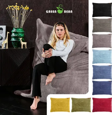 Produktbild von Green Bean® XXL Riesensitzsack "Square" aus Cordstoff 370 Liter mit EPS Perlen Füllung - kuschelig, weich, robust & waschbar - Grau Schiefergrau