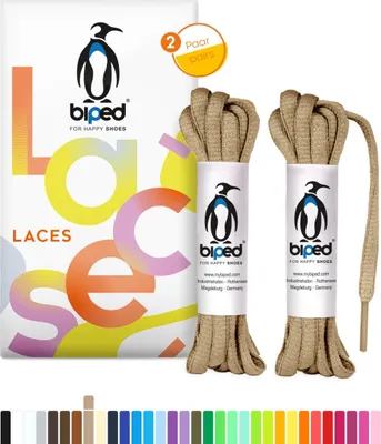 Produktbild von biped LACES 2 Paar rei√üfeste Schn√ºrsenkel aus Polyester oval 6 mm z2912(#28 beige,90 cm)