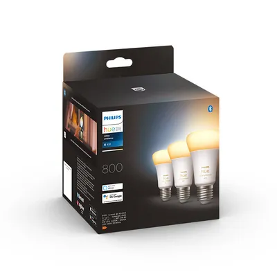 A product box for Philips Hue smart light bulbs.
