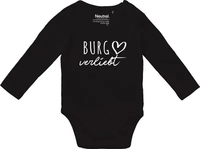 Produktbild von Huuraa Baby Body Burg verliebt 74 Black  Baumwolle Fairtrade Langarmbody Geschenkidee