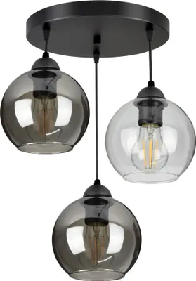 Produktbild von Pendelleuchte mit 3 Glasschirmen in schwarz, transparent, 3x E27