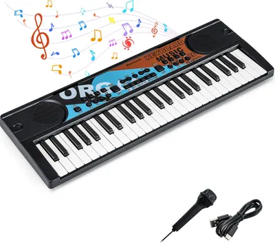 Produktbild von COSTWAY Kinder Klavier Keyboard, 49 Tasten tragbares elektrisches Keyboard mit Mikrofon, 8 Rhythmen, 8 Klängen & 10 Demos für Kinder ab 3 Jahren