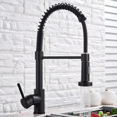 Produktbild von Küchenarmatur - Ausziehbarer Küchenmischer - Warm- und Kaltwasser - Flexibler Brausekopf - 360° schwenkbar - 304 Edelstahl - Einhebel - Weiß