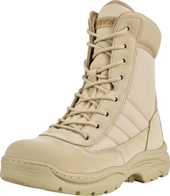 Produktbild von VEVOR Arbeitsstiefel Herren, 203 mm Kampf- und Wanderstiefel, atmungsaktive Motorradstiefel mit seitlichem Reißverschluss, Einsatzstiefel für Sicherheit im Freien, US-Größe 10,5, sandfarben