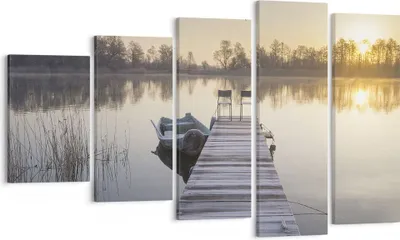 Produktbild von Bild auf Leinwand - Leinwandbild - 5 Teile - Brücke Westen die Sonne - 100x60cm - Wand Bild - Wanddeko - Wandbilder - Leinwanddruck - Bilder - Wanddekoration - Leinwand bilder - EG100x60-4197