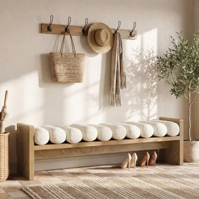Imagen del producto de Banco tapizado de 150 cm, banco de madera para la entrada, ideal para dormitorios, salones y pasillos (con tapicería desmontable)