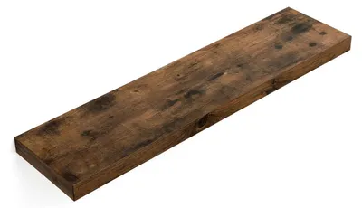 Obrázek produktu pro Nástěnná police – závěsná police – rozměry 20 × 80 × 3,8 cm – na obrázky a knihy – vyžaduje montáž – hnědá