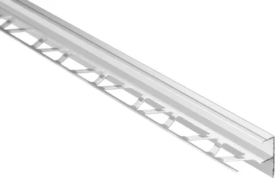 Produktbild von Effector Fliesenschiene aus eloxiertem Aluminium - Fliesenkanten Schutz - (F-Form Profil 1 Meter silber) Übergangsprofil Ausgleichsleiste Kantenfugen Design