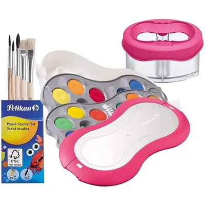 Produktbild von Pelikan Deckfarbkasten Space+ - magenta - 24 Farben + Wasserbox + 5 Pinsel