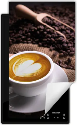 Produktbild von DarHaus Herdabdeckplatte 1 teilig 30x52 cm Anti Rutsch Matte Aufrollbar, Kaffee - herz