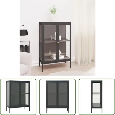 Obrázek produktu pro The Living Store Příborník antracit 75x35x105 cm ocel a sklo